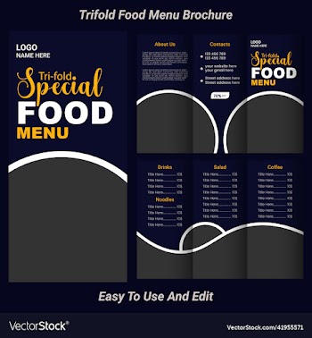 trifold food menu premium template design
