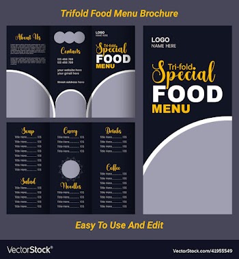 trifold food menu template design