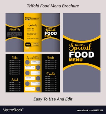 trifold food menu template design