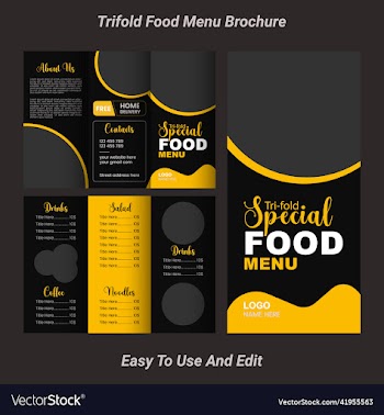 trifold food menu template design
