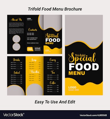 trifold food menu template design