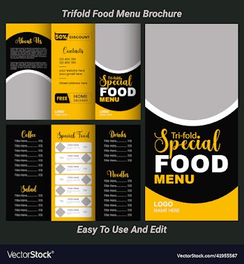 trifold food menu template design