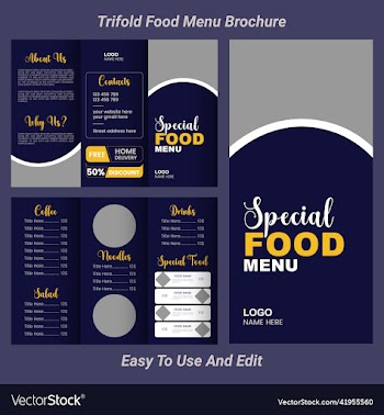 trifold food menu template flyer