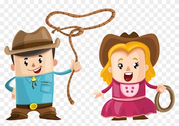 Trinkhalm Figuren - Cartoon Cowboy And Girl