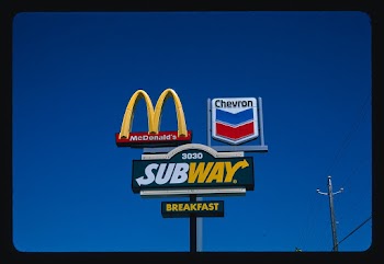 Triple sign (McDonalds, Subway and Chevron… | Free public domain photo