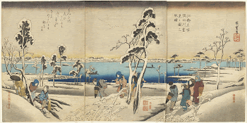 "Triptych of Snow Viewing by the Sumida | Free Photo - rawpixel