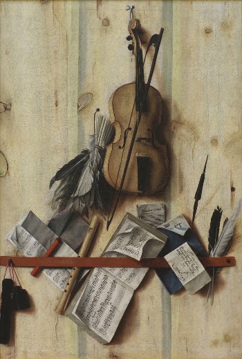 Trompe l'oeil with violin, sheet | Free Photo - rawpixel