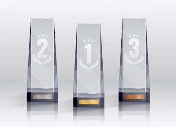 Trophies realistic set with first second and third places symbols isolated Free Vector