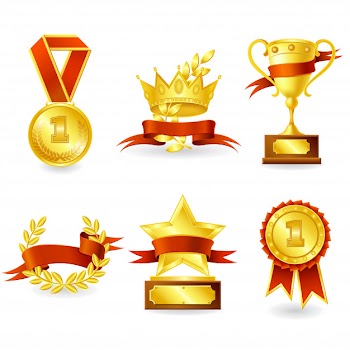 Trophy and prize emblem Free Vector