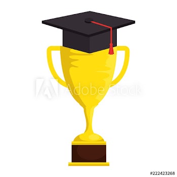 trophy cup with graduation hat