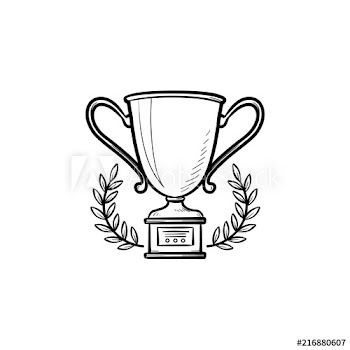 Trophy cup with laurel wreath hand drawn outline doodle icon