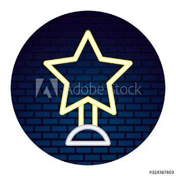 trophy in neon lights icon