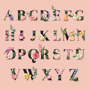 Tropical alphabet san-serif font typographic summer with plants foliage Free Vector