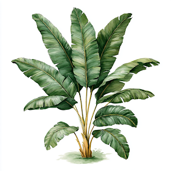 Tropical Banana Leaves Watercolor Illustration