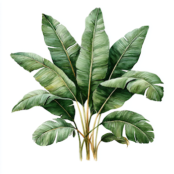 Tropical Banana Leaves Watercolor Illustration