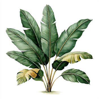 Tropical Banana Leaves Watercolor Illustration