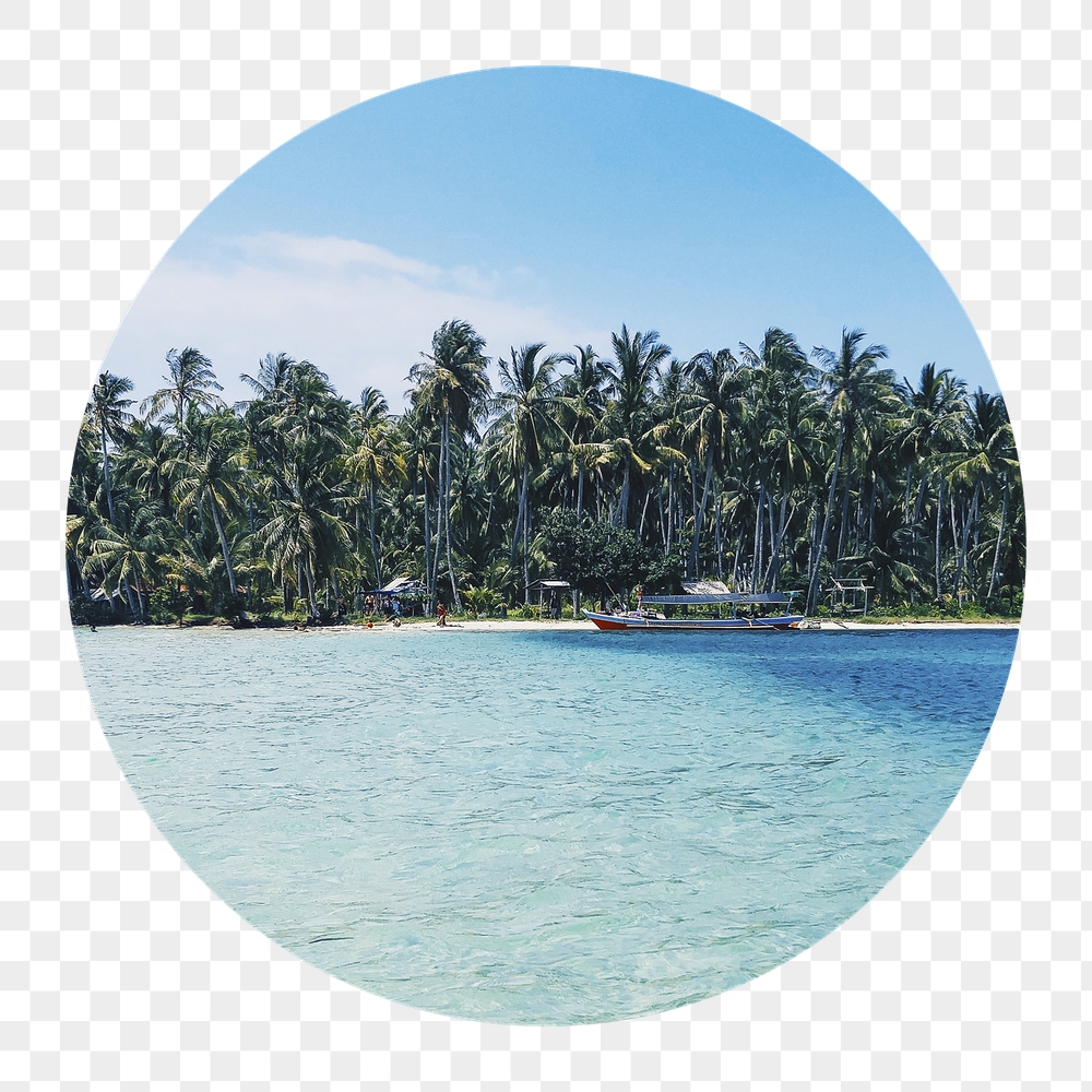 Tropical beach png badge sticker, | Free PNG - rawpixel