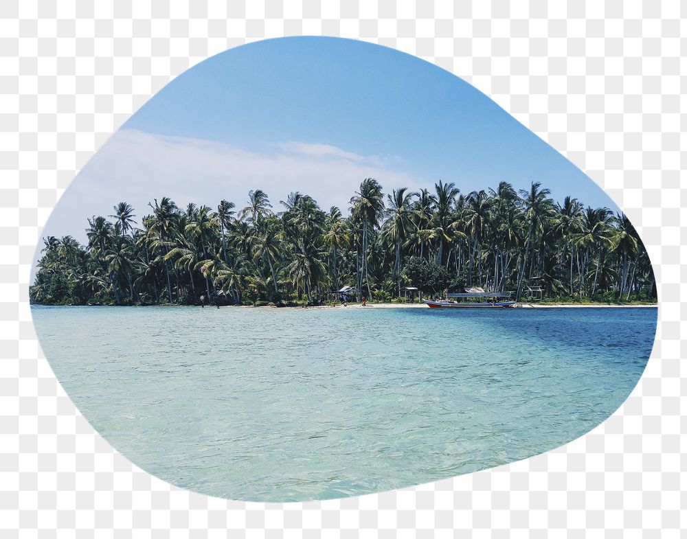 Tropical beach png badge sticker, | Free PNG - rawpixel