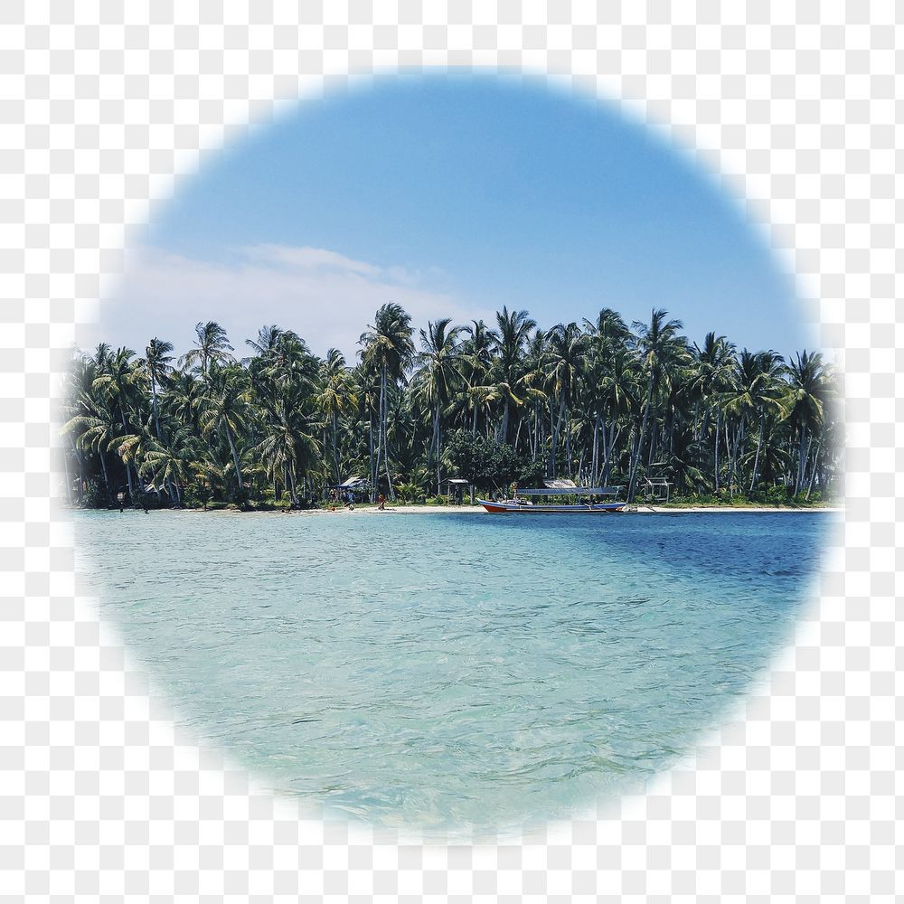 Tropical beach png badge sticker, | Free PNG - rawpixel