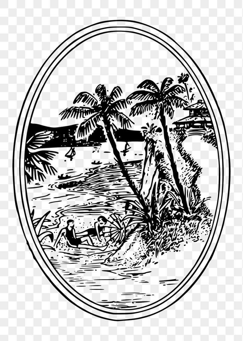 Tropical beach png sticker illustration, | Free PNG - rawpixel