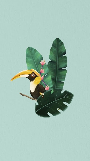 Tropical bird mobile wallpaper, green | Free Photo Illustration - rawpixel