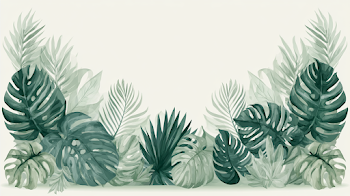 Tropical Botanical Banner with Monstera Leaves