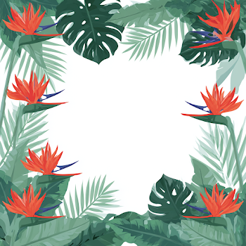 Tropical Botanical Frame with Bird of Paradise
