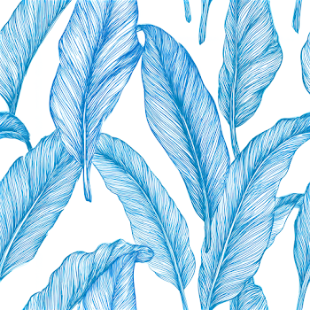 Tropical Botanical Pattern of Hand-Inked Banana Leaves