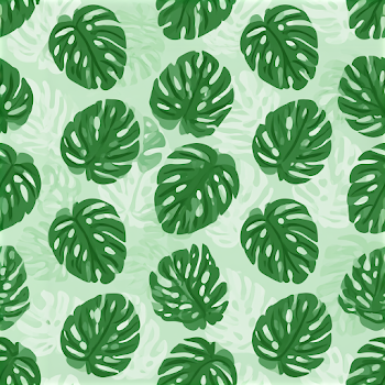 Tropical Botanical Pattern with Stylized Leaves