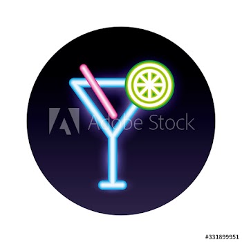 tropical cocktail cup neon light