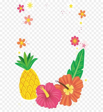 Tropical colored flower decorative frame 