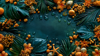Tropical Flat Lay Still Life with Monstera and Plumeria