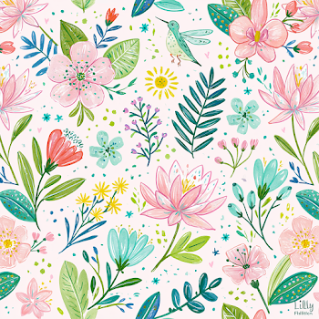 Tropical Floral Pattern in Lilly Pulitzer Style