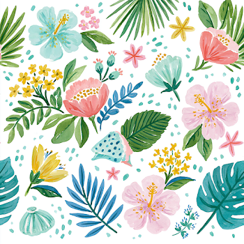 Tropical Floral Pattern in Lilly Pulitzer Style