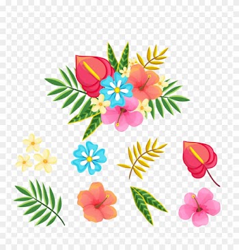 Tropical Flower And Leaf Vector - Vector Graphics