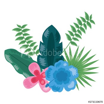 tropical flower leaves botanical decoration