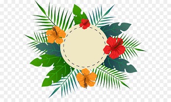 Tropical flower leaves the title box 