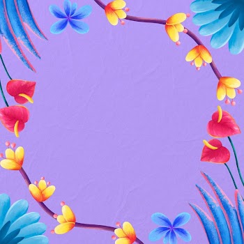 Tropical flowers frame background, purple | Free Photo Illustration - rawpixel
