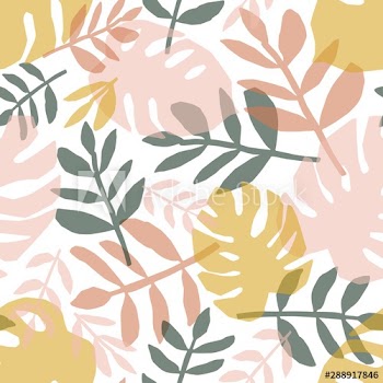Tropical foliage hand drawn vector seamless pattern