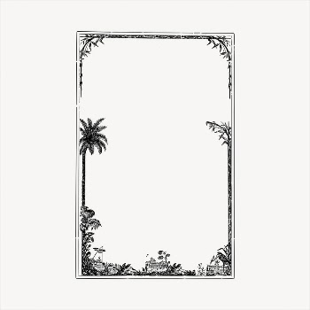 Tropical frame  clipart, vintage | Free Vector - rawpixel