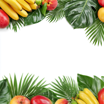 Tropical Fruit and Foliage Frame with Blank Space