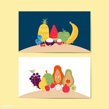 Tropical fruit cartoon characters vector set | Free stock vector - 538634