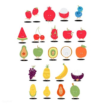 Tropical fruit cartoon characters vector set | Free stock vector - 538639