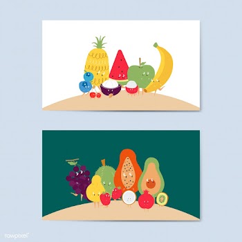 Tropical fruit cartoon characters vector set | Free stock vector - 538657