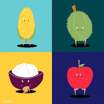 Tropical fruit cartoon characters vector set | Free stock vector - 538733