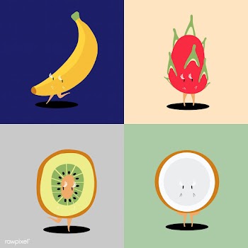Tropical fruit cartoon characters vector set | Free stock vector - 538737