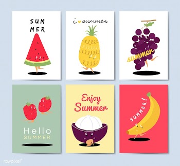 Tropical fruit cartoons greeting card vector .. | Free stock vector - 538643