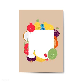 Tropical funny fruits cartoon character frame.. | Free stock vector - 538623
