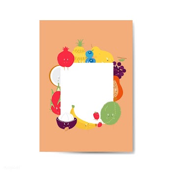 Tropical funny fruits cartoon character frame.. | Free stock vector - 538633