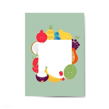 Tropical funny fruits cartoon character frame.. | Free stock vector - 538636